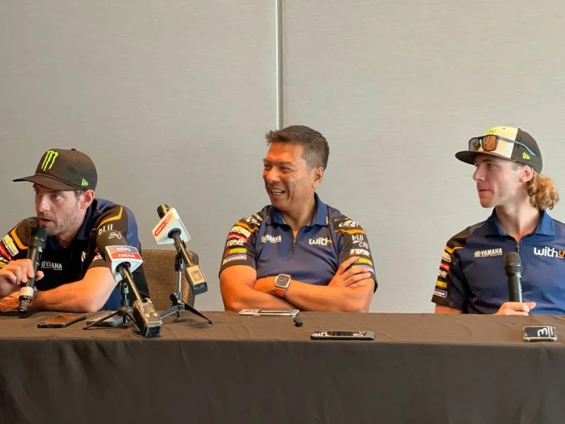 Riders and team principal at the press conference